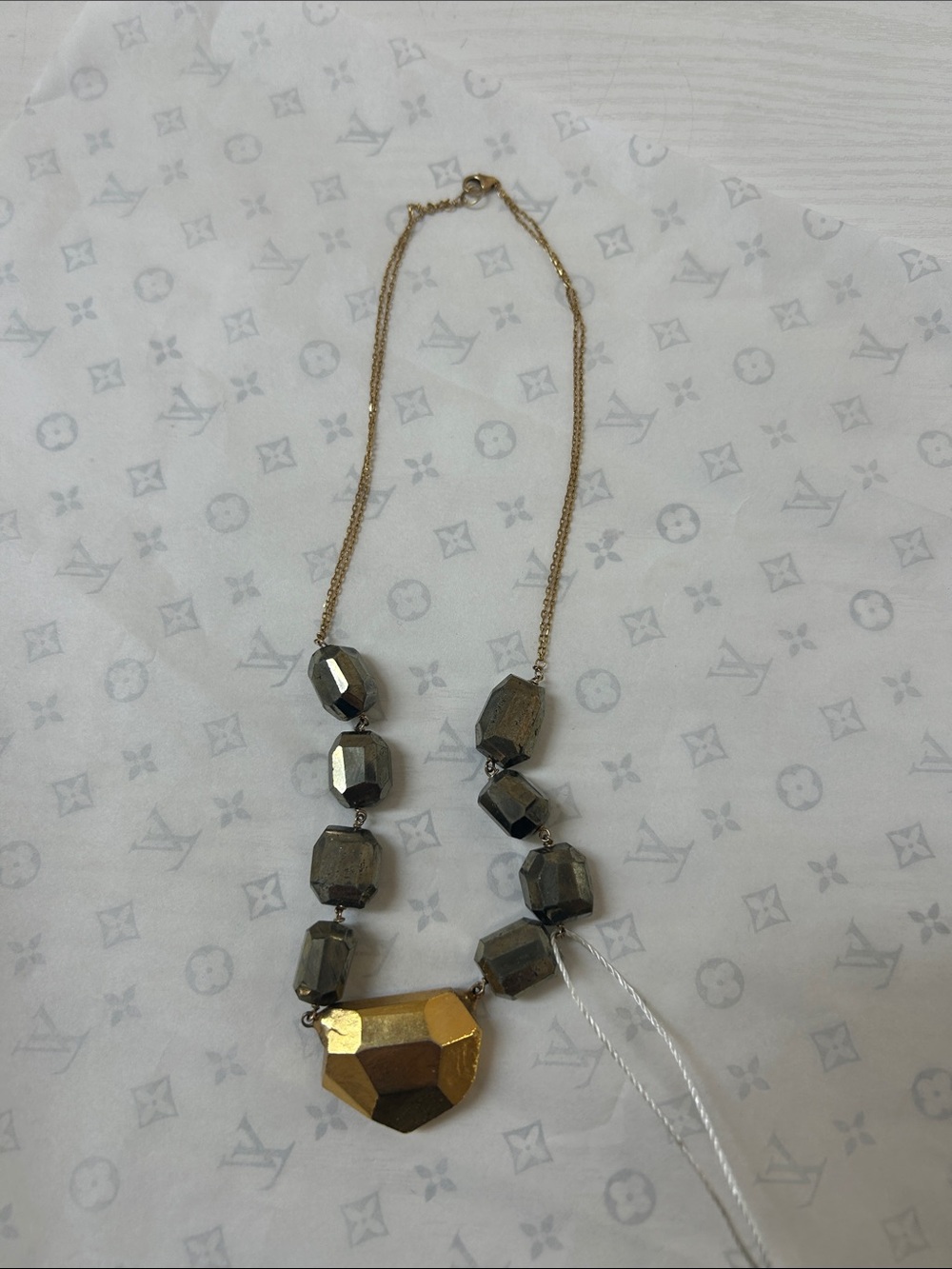 Gold & Hematite Faceted Statement Necklace - Women Jewelry